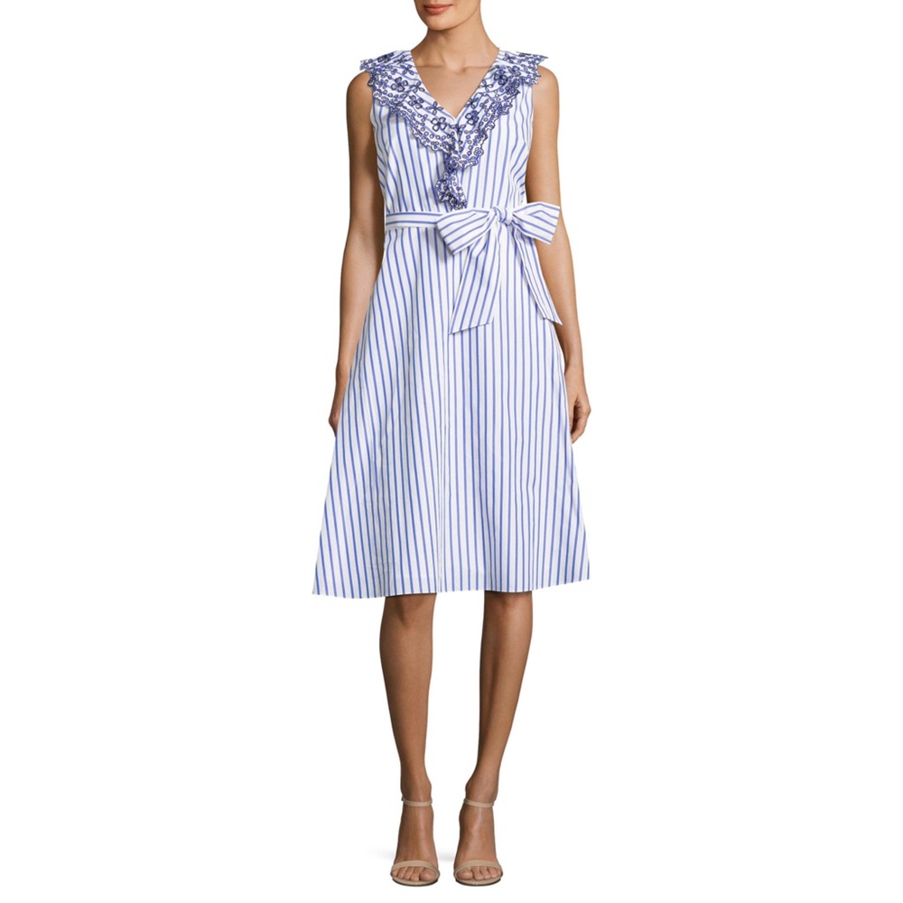 Draper James Stripe Ruffle Eyelet Dress EUC - Picture 3 of 10